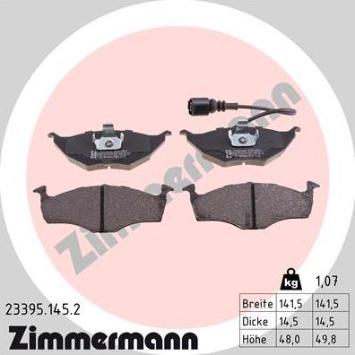Zimmermann 23395.145.2 - Тормозные колодки, дисковые, комплект autodnr.net