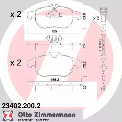 Zimmermann 23402.200.2 - Тормозные колодки, дисковые, комплект autodnr.net