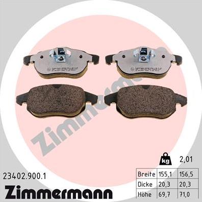 Zimmermann 23402.900.1 - Тормозные колодки, дисковые, комплект autodnr.net