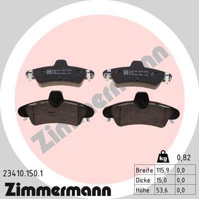 Zimmermann 23410.150.1 - Гальмівні колодки, дискові гальма autocars.com.ua