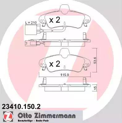 Zimmermann 23410.150.2 - Гальмівні колодки, дискові гальма autocars.com.ua