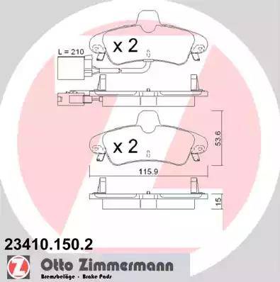 Zimmermann 23410.150.2 - Тормозные колодки, дисковые, комплект avtokuzovplus.com.ua