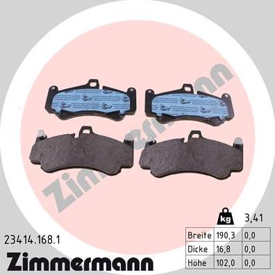 Zimmermann 23414.168.1 - Гальмівні колодки, дискові гальма autocars.com.ua