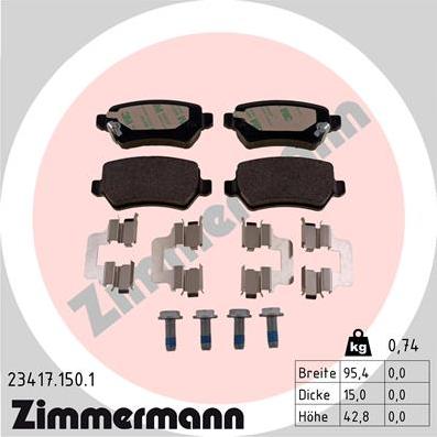 Zimmermann 23417.150.1 - Тормозные колодки, дисковые, комплект autodnr.net