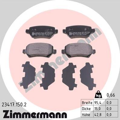 Zimmermann 23417.150.2 - Тормозные колодки, дисковые, комплект autodnr.net