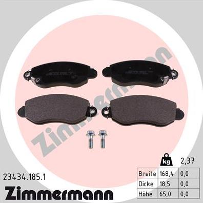 Zimmermann 23434.185.1 - Гальмівні колодки, дискові гальма autocars.com.ua