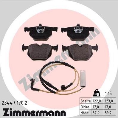 Zimmermann 23447.170.2 - Тормозные колодки, дисковые, комплект avtokuzovplus.com.ua