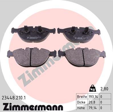 Zimmermann 23448.210.1 - Тормозные колодки, дисковые, комплект avtokuzovplus.com.ua