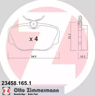 Zimmermann 23458.165.1 - Гальмівні колодки, дискові гальма autocars.com.ua