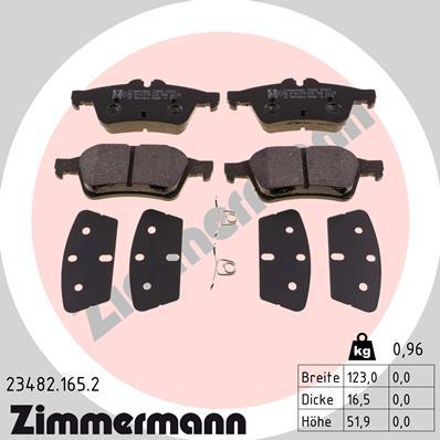Zimmermann 23482.165.2 - Гальмівні колодки, дискові гальма autocars.com.ua