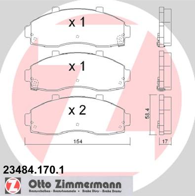 Zimmermann 23484.170.1 - Тормозные колодки, дисковые, комплект avtokuzovplus.com.ua