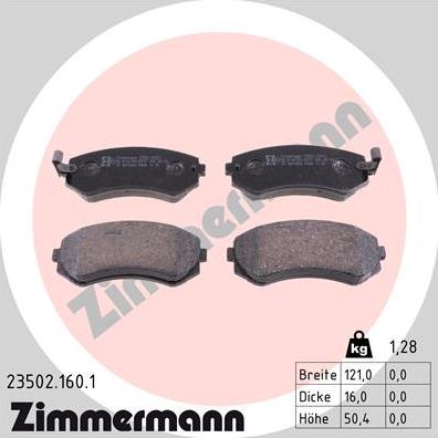Zimmermann 23502.160.1 - Гальмівні колодки, дискові гальма autocars.com.ua