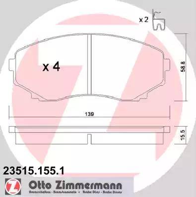 Zimmermann 23515.155.1 - Гальмівні колодки, дискові гальма autocars.com.ua