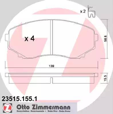 Zimmermann 23515.155.1 - Тормозные колодки, дисковые, комплект avtokuzovplus.com.ua