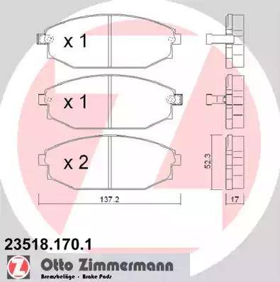 Zimmermann 23518.170.1 - Тормозные колодки, дисковые, комплект avtokuzovplus.com.ua