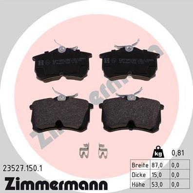 Zimmermann 23527.150.1 - Тормозные колодки, дисковые, комплект autodnr.net