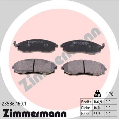 Zimmermann 23536.160.1 - Тормозные колодки, дисковые, комплект avtokuzovplus.com.ua