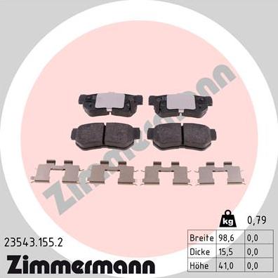 Zimmermann 23543.155.2 - Гальмівні колодки, дискові гальма autocars.com.ua