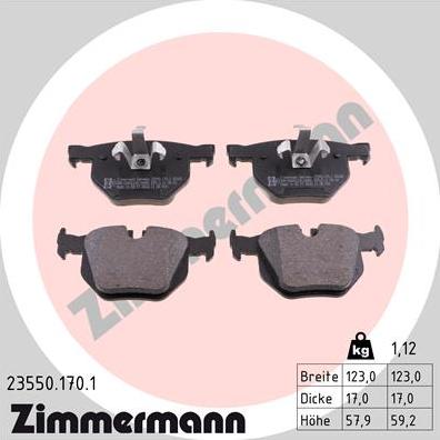 Zimmermann 23550.170.1 - Тормозные колодки, дисковые, комплект avtokuzovplus.com.ua