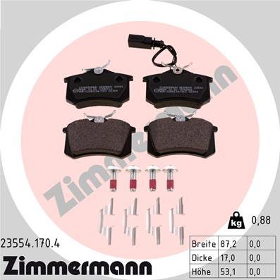 Zimmermann 23554.170.4 - Тормозные колодки, дисковые, комплект avtokuzovplus.com.ua