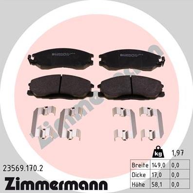 Zimmermann 23569.170.2 - Тормозные колодки, дисковые, комплект autodnr.net
