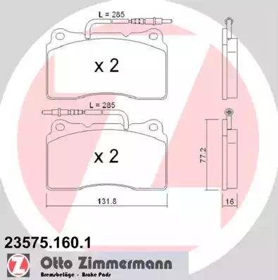 Zimmermann 23575.160.1 - Гальмівні колодки, дискові гальма autocars.com.ua