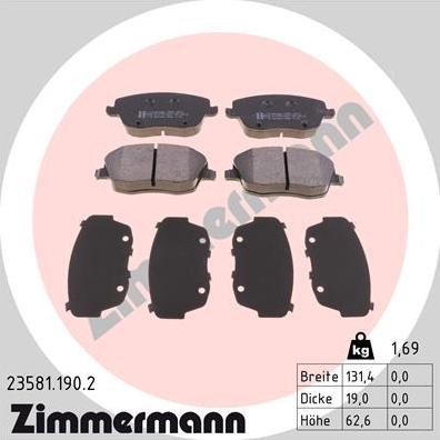 Zimmermann 23581.190.2 - Тормозные колодки, дисковые, комплект autodnr.net