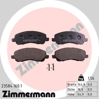 Zimmermann 23584.160.1 - Гальмівні колодки, дискові гальма autocars.com.ua
