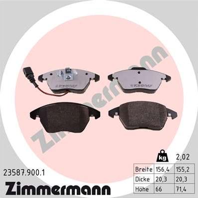 Zimmermann 23587.900.1 - Тормозные колодки, дисковые, комплект autodnr.net