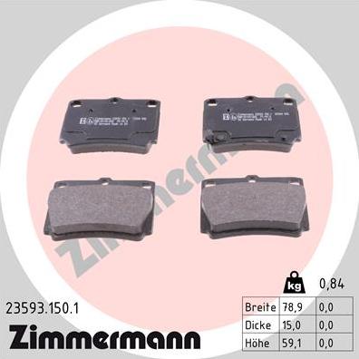 Zimmermann 23593.150.1 - Тормозные колодки, дисковые, комплект autodnr.net