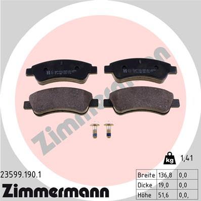 Zimmermann 23599.190.1 - Тормозные колодки, дисковые, комплект autodnr.net
