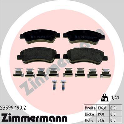 Zimmermann 23599.190.2 - Тормозные колодки, дисковые, комплект avtokuzovplus.com.ua