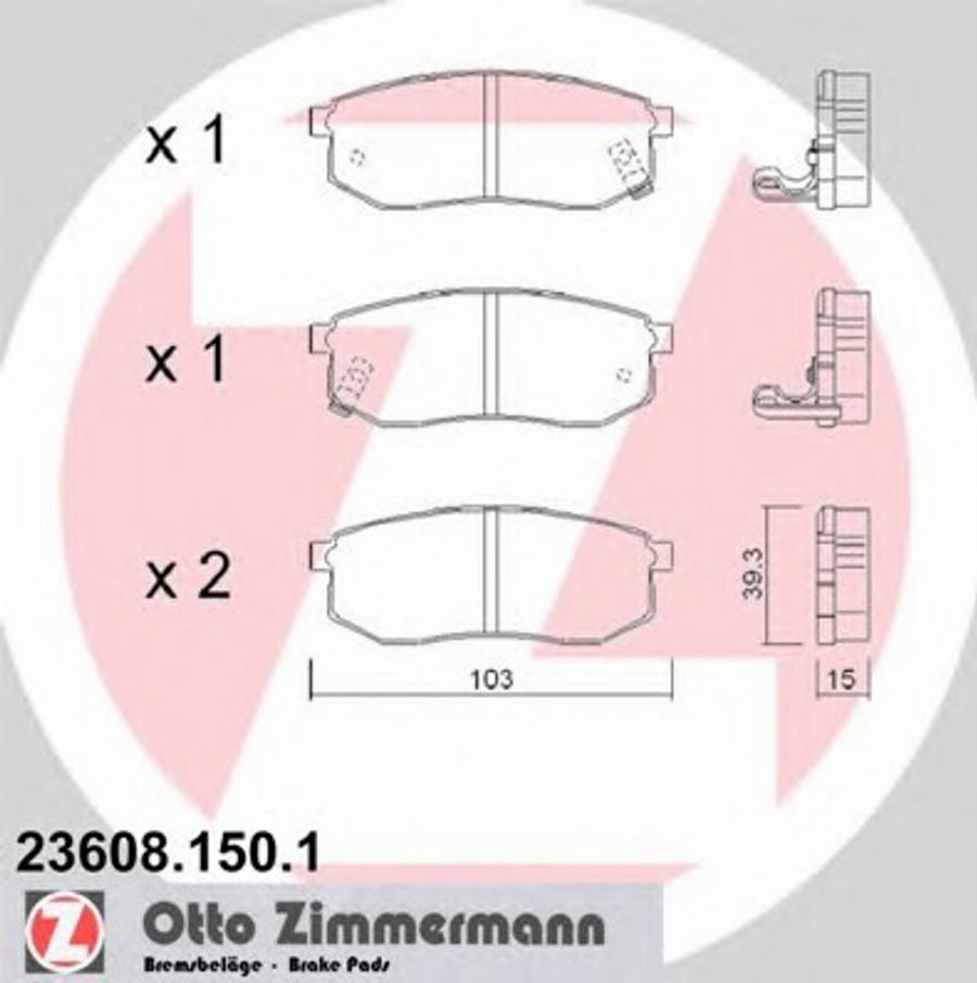 Zimmermann 236081501 - Тормозные колодки, дисковые, комплект avtokuzovplus.com.ua