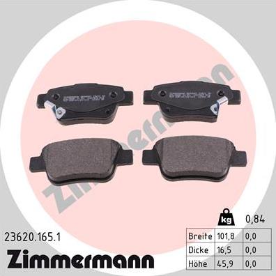Zimmermann 23620.165.1 - Гальмівні колодки, дискові гальма autocars.com.ua