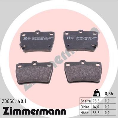 Zimmermann 23656.140.1 - Гальмівні колодки, дискові гальма autocars.com.ua