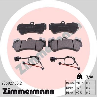 Zimmermann 23692.165.2 - Гальмівні колодки, дискові гальма autocars.com.ua