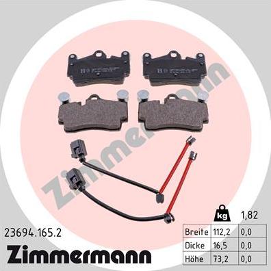 Zimmermann 23694.165.2 - Гальмівні колодки, дискові гальма autocars.com.ua
