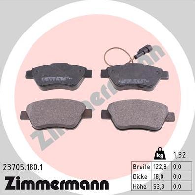 Zimmermann 23705.180.1 - Гальмівні колодки, дискові гальма autocars.com.ua