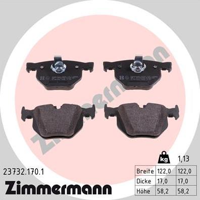 Zimmermann 23732.170.1 - Гальмівні колодки, дискові гальма autocars.com.ua