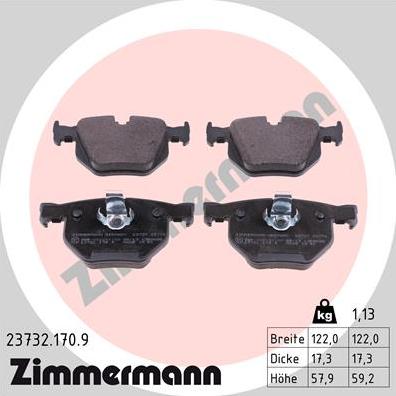 Zimmermann 23732.170.9 - Гальмівні колодки, дискові гальма autocars.com.ua