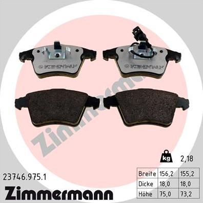 Zimmermann 23746.975.1 - Гальмівні колодки, дискові гальма autocars.com.ua