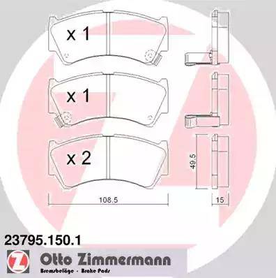 Zimmermann 23795.150.1 - Тормозные колодки, дисковые, комплект avtokuzovplus.com.ua