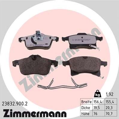 Zimmermann 23832.900.2 - Тормозные колодки, дисковые, комплект autodnr.net