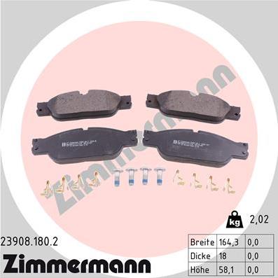 Zimmermann 23908.180.2 - Гальмівні колодки, дискові гальма autocars.com.ua