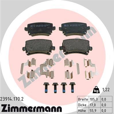 Zimmermann 23914.170.2 - Тормозные колодки, дисковые, комплект autodnr.net