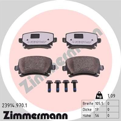 Zimmermann 23914.970.1 - Гальмівні колодки, дискові гальма autocars.com.ua