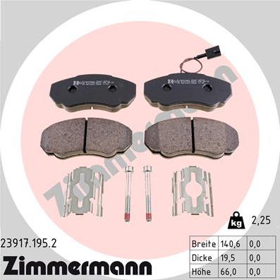 Zimmermann 23917.195.2 - Тормозные колодки, дисковые, комплект avtokuzovplus.com.ua