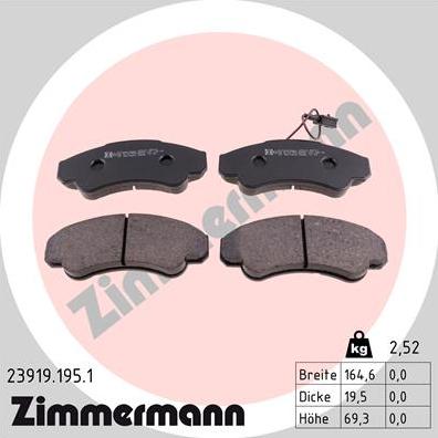 Zimmermann 23919.195.1 - Тормозные колодки, дисковые, комплект autodnr.net