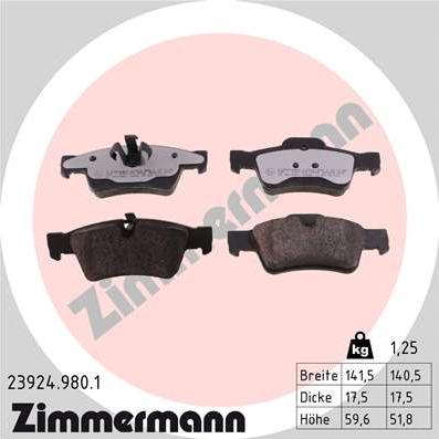 Zimmermann 23924.980.1 - Тормозные колодки, дисковые, комплект autodnr.net