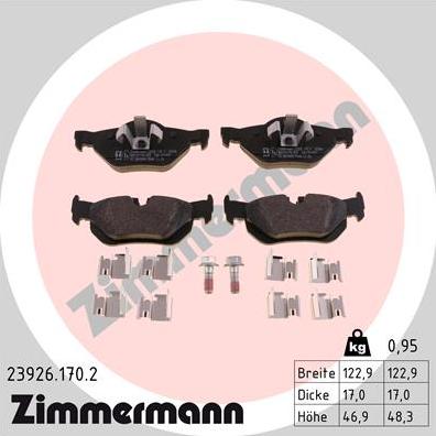 Zimmermann 23926.170.2 - Тормозные колодки, дисковые, комплект avtokuzovplus.com.ua